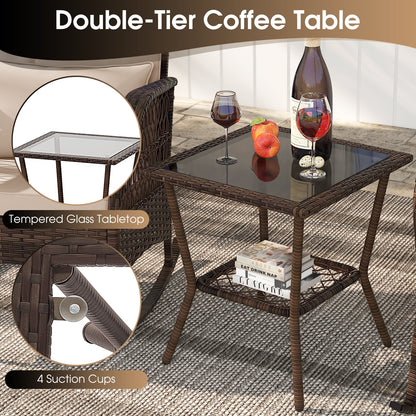 3 Pieces Rocking Bistro Set with 2-Tier Coffee Table