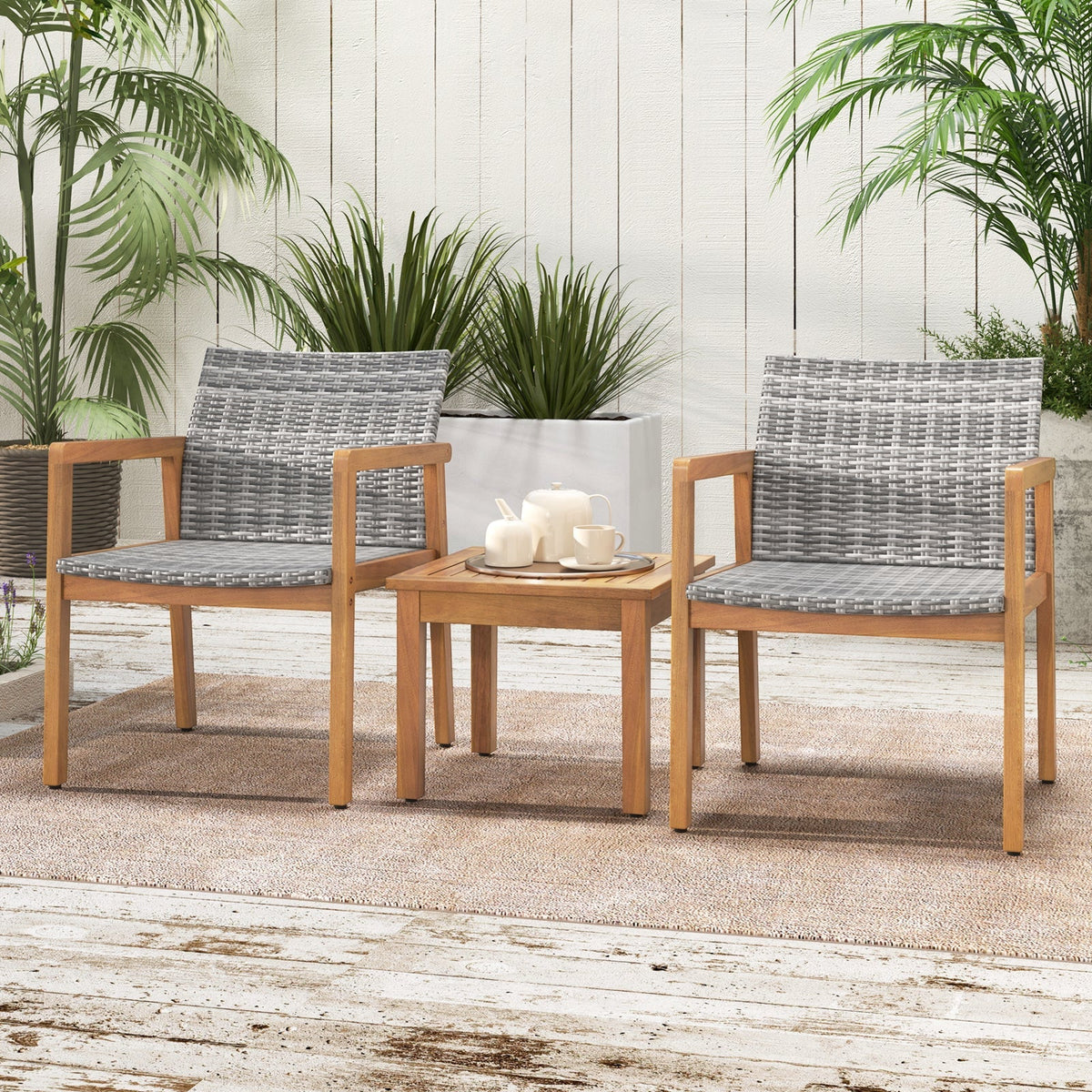 3 Pieces Patio Furniture Set  with Chair