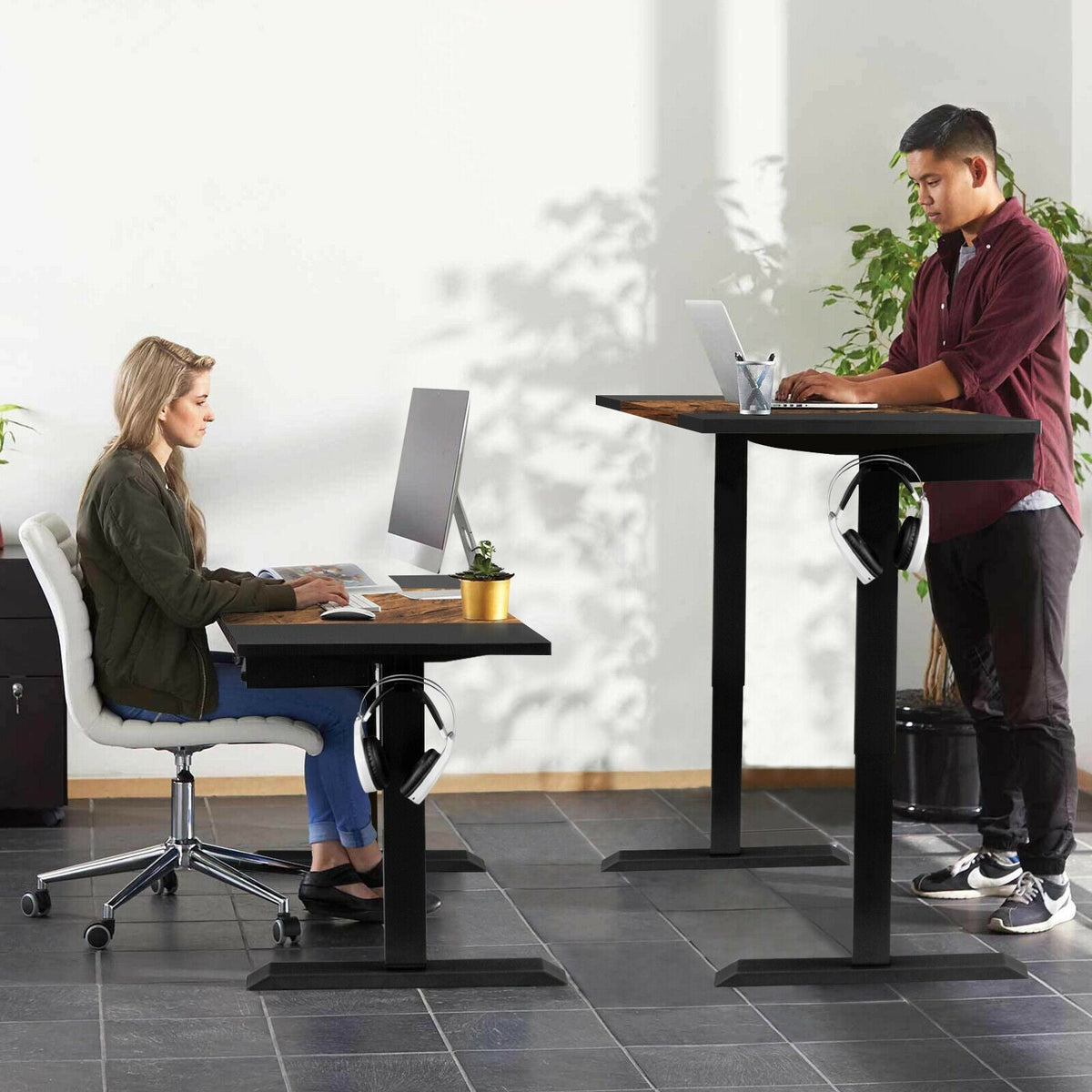 48 Inch Electric Sit to Stand Desk with Keyboard Tray