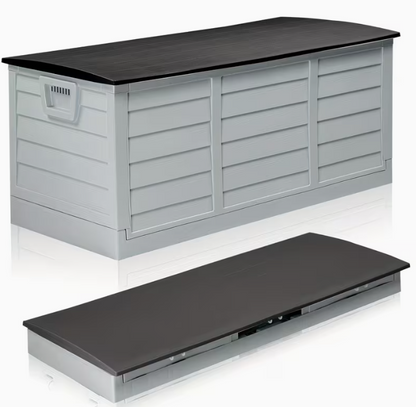 75 Gallon Heavy-Duty Outdoor Deck Box – Waterproof Patio Storage Box with Hinged Lid, Lockable & Easy Assembly