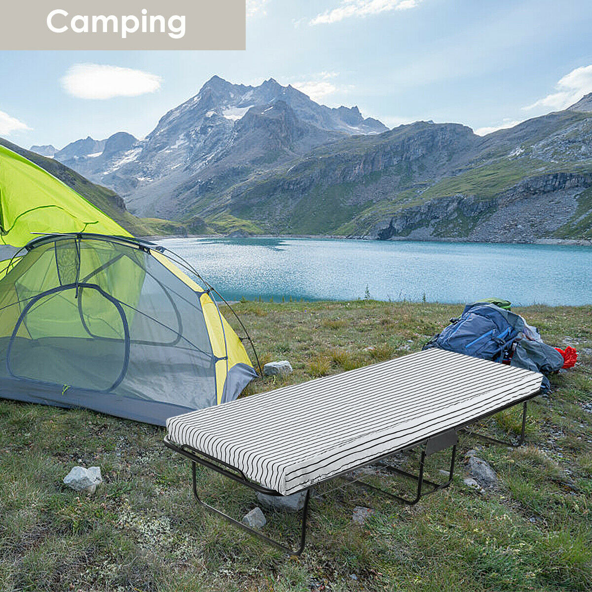 75 x 31 Inch Folding Guest Bed with Foam Mattress