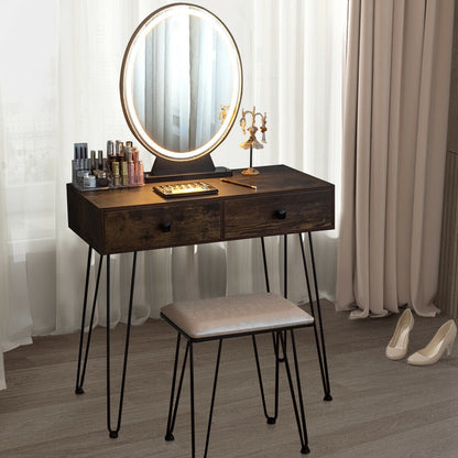 Industrial Makeup Dressing Table with 3 Lighting Modes