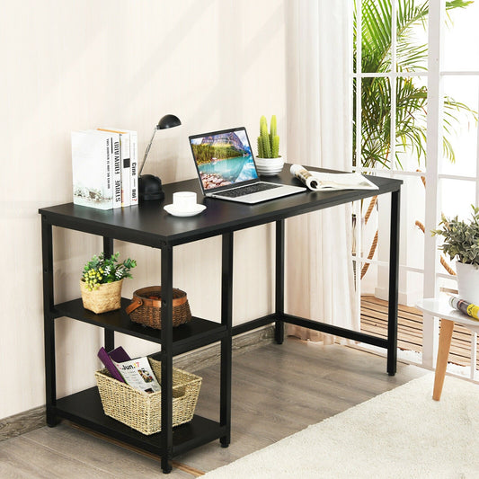 47 Inch Computer Desk Office Study Table Workstation Home with Adjustable Shelf Black