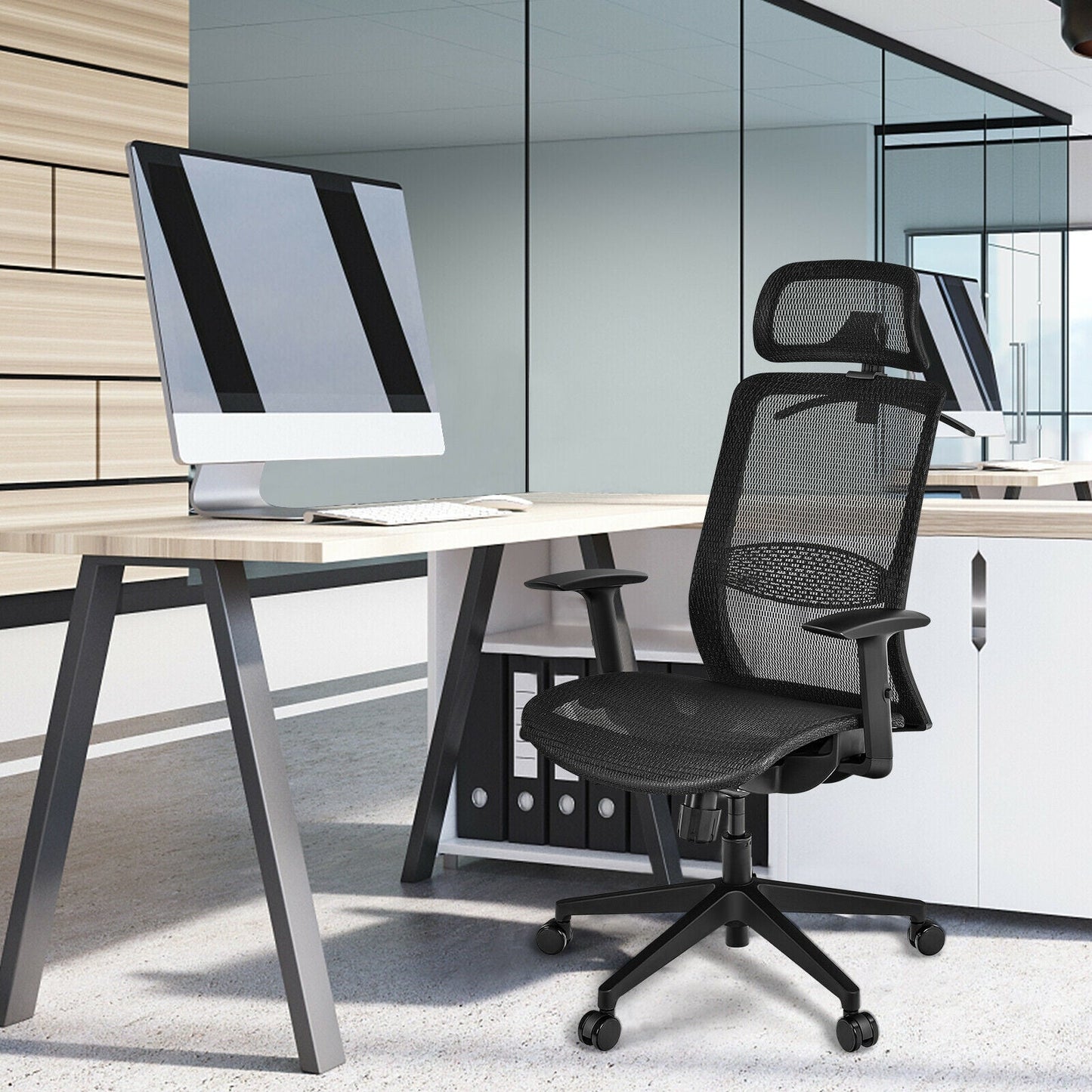 Height Adjustable Ergonomic High Back Mesh Office Chair with Hange