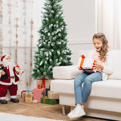 5/6/7.5 Feet Artificial Pencil Christmas Tree with Pine Cones