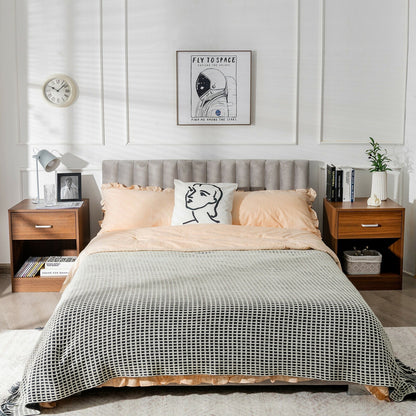 2 Pieces Nightstand with Storage Drawer and Cabinet