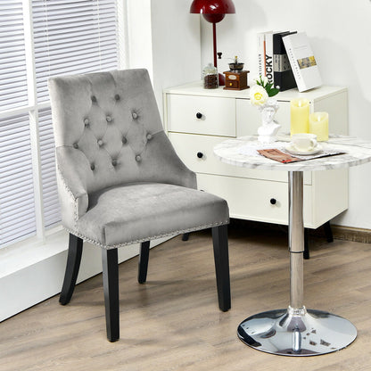 Modern Upholstered Button-Tufted Dining Chair with Naild Trim
