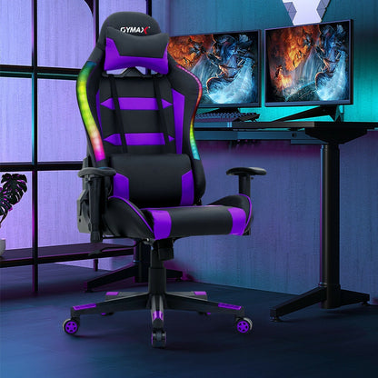 Adjustable Swivel Gaming Chair with LED Lights and Remote