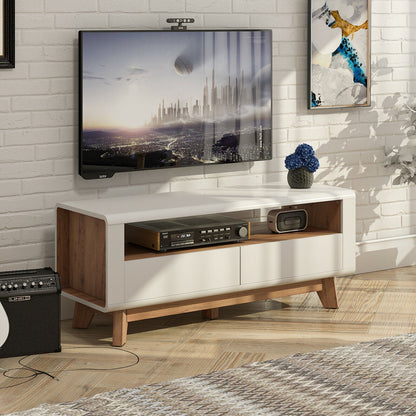 Media Console with 2 Pull-Out Drawers and Open Compartment for TVs up to 50 Inch
