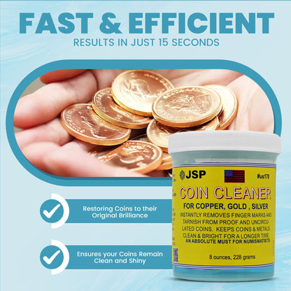 JSP Super Coin Cleaner 16 oz for Copper, Gold, Silver, & Platinum Precious Metals Jewelry Coins Bars