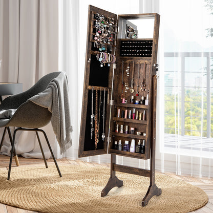 Standing Jewelry Cabinet with Full Length Mirror