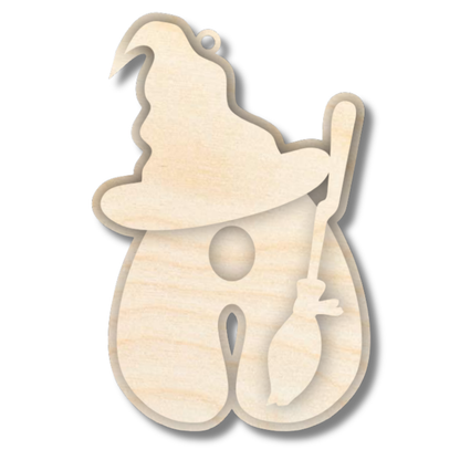 Unfinished Wood Layered Letter Halloween Witch Tags | A-Z | 3 Piece | 6" Tall | 1/8" Wood | Wood Craft DIY