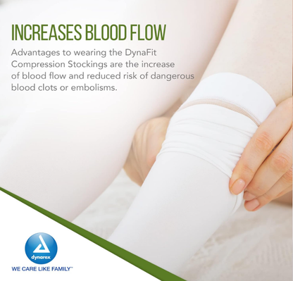 Dynarex DynaFit Compression Stockings - Thigh, Large, 12pairs/bx, 5bxs/case (60 Pairs)