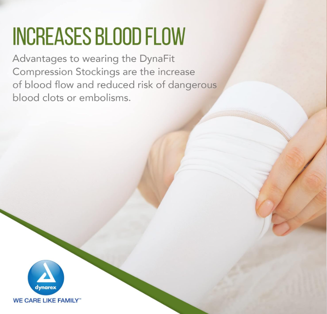 Dynarex DynaFit Compression Stockings - Thigh, Small, 12pairs/bx, 5bxs/case (60 Pairs)