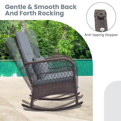 3 Pieces Rocking Bistro Set with 2-Tier Coffee Table