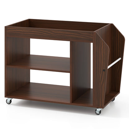 3-Tier Side End Table with Universal Wheels-Walnut