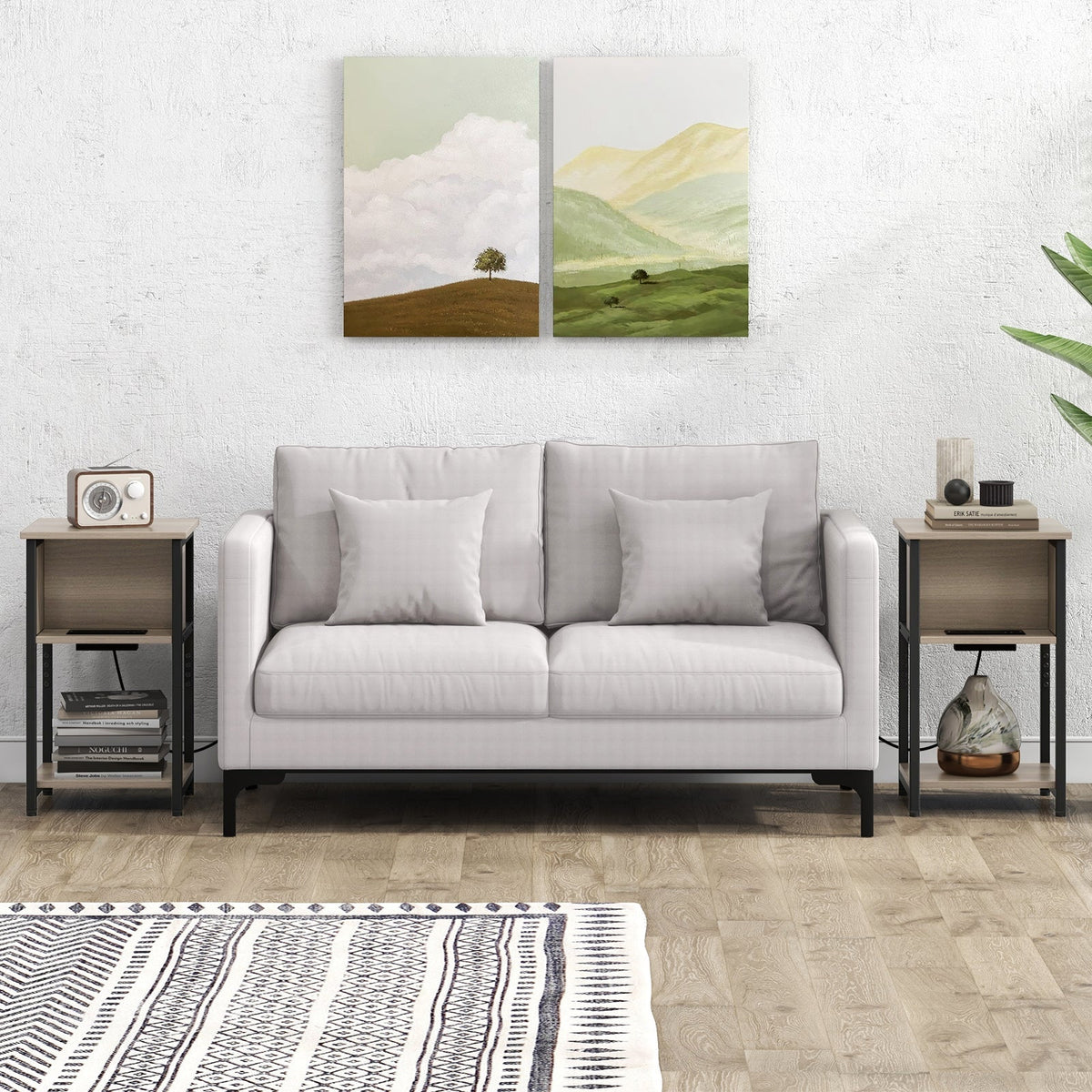 3-Tier End Table with USB Ports & Power Outlets
