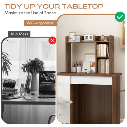 3-Tier Multipurpose Desk Bookshelf with 4 Shelves