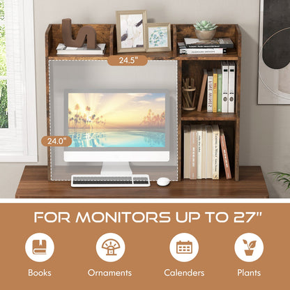 3-Tier Multipurpose Desk Bookshelf with 4 Shelves