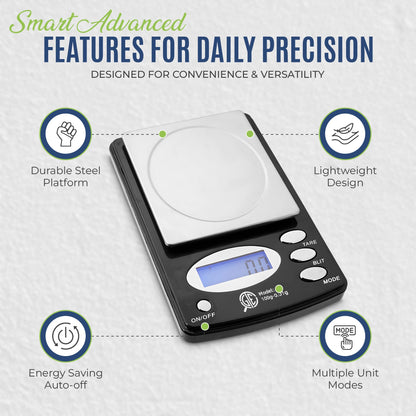 GTE 100AX Professional Digital Jewelry Scale – 6 Modes: g, oz, gn, ct, ozt, dwt - 100g × 0.01g Accuracy