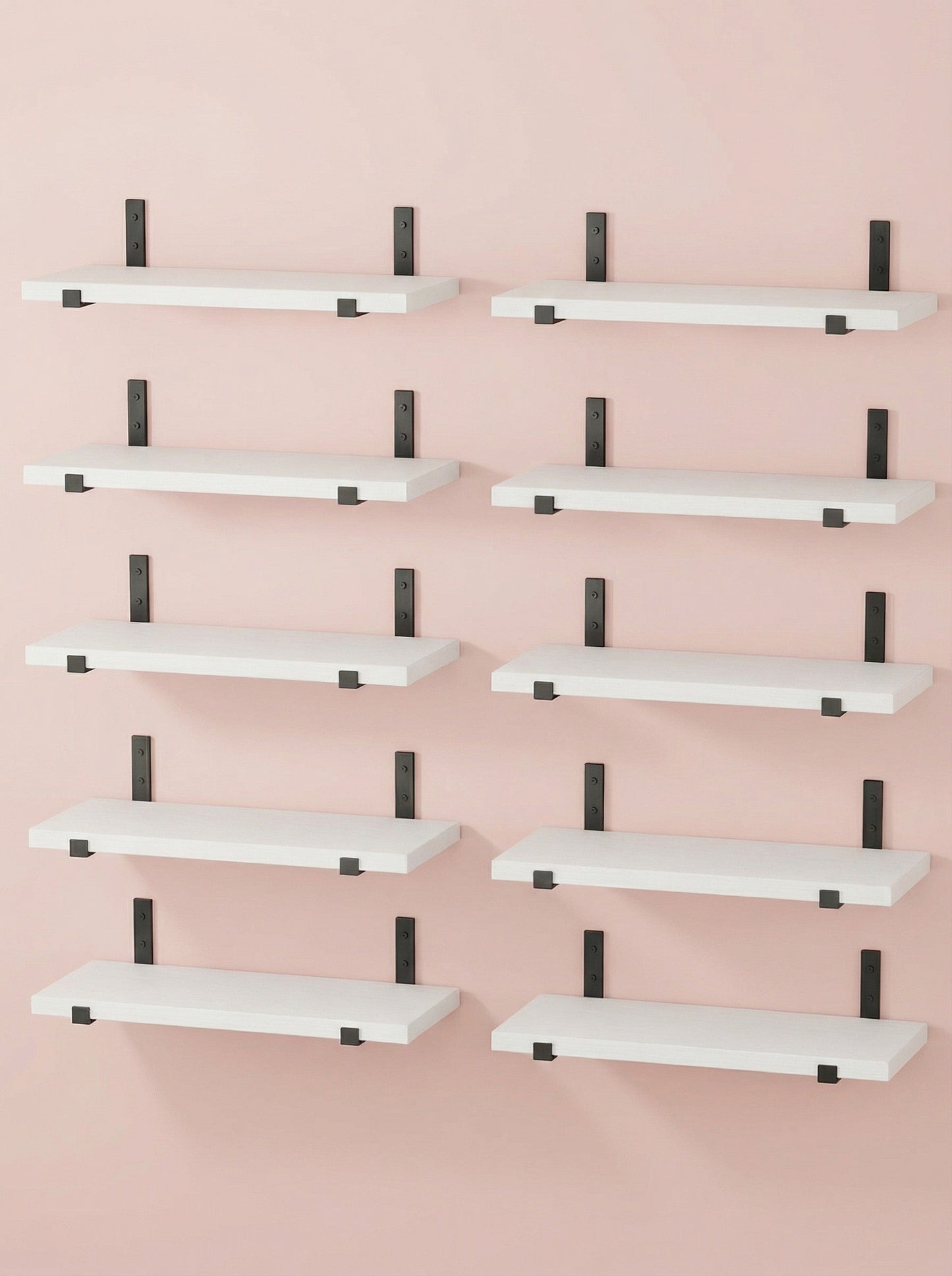 Wood Wall Shelves 15.8” with Metal Brackets – Rustic Floating Shelves | 5/8 Pack
