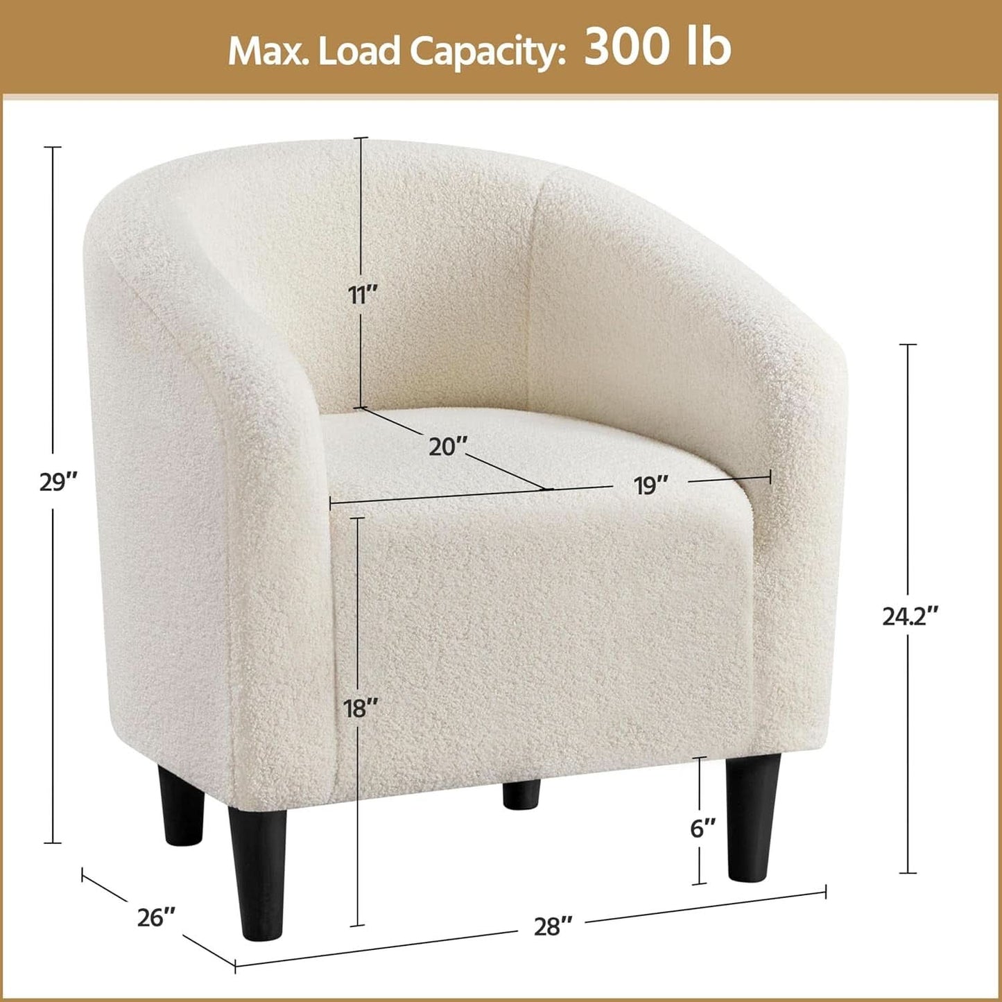 Ivory Barrel Chairs Boucle Living Room Duo Two Piece Set