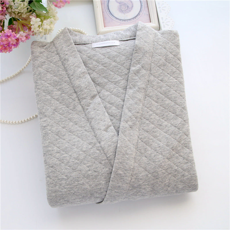 New Autumn Winter Mens Japanese-Style Pure Cotton Air-Layer Loungewear Set