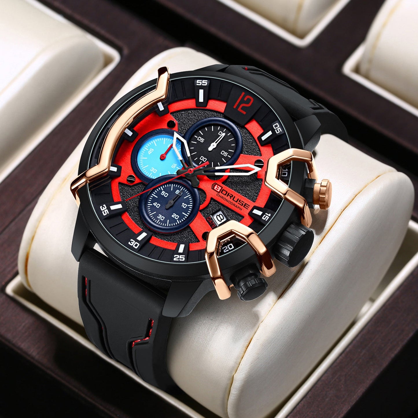 Multifunctional Waterproof Mens Luminous Quartz Watch