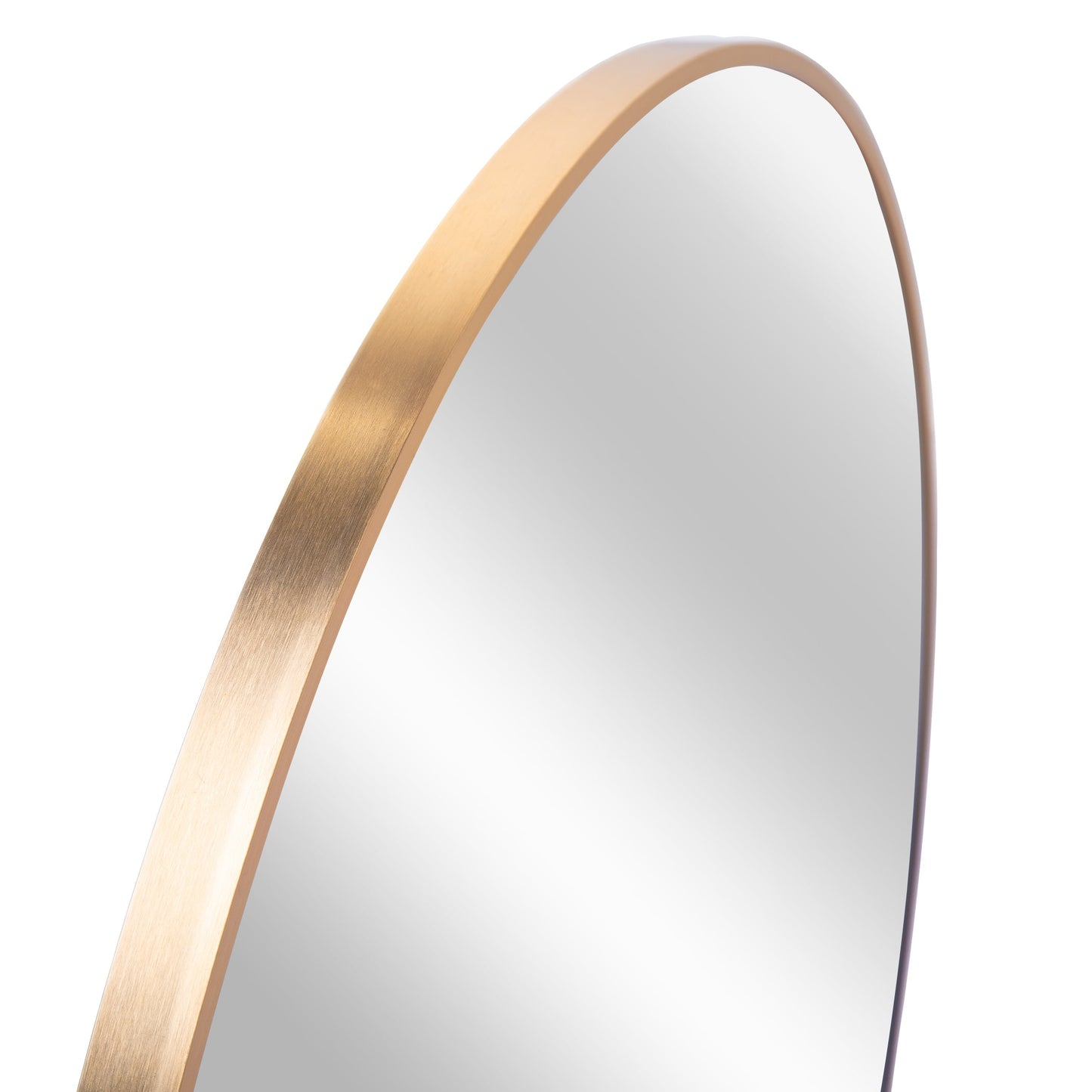 Wall Mirror Round Aluminum Frame Gold 30 In HD Glass Shatterproof Film