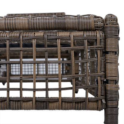 Outdoor Lounge Chair with 5-Position Backrest, Rattan Chaise Lounge in Beige
