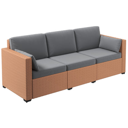 Outdoor Rattan Sofa Set 3 Seat Brown