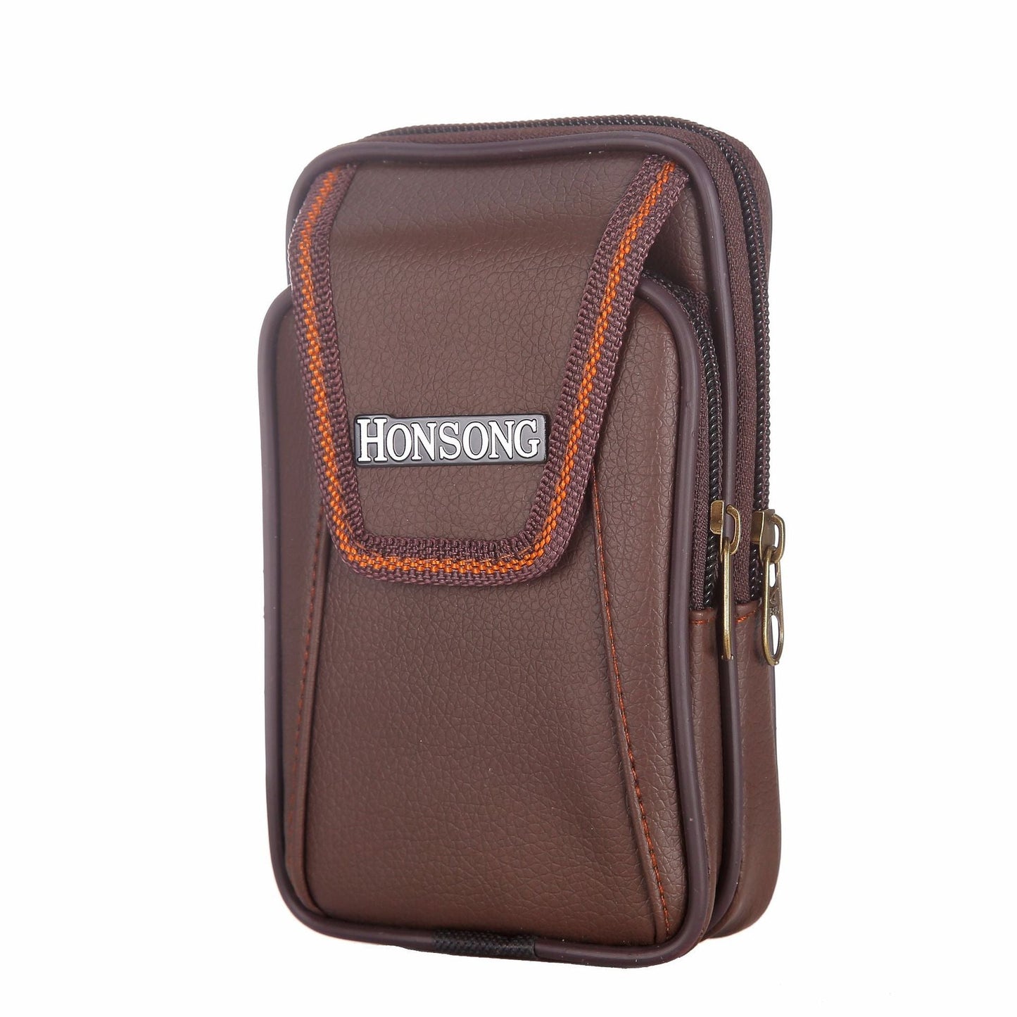 Men's Fashion Double Zipper Through The Belt Coin Purse