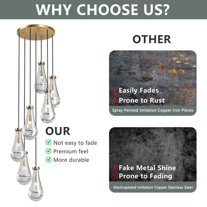 Chandelier 7-Light Pendant Adjustable Black Living Room Foyer Stairwell