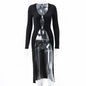 Sexy Black V-neck Low-cut Metal Buckle long summer Cardigan