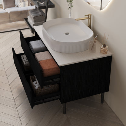 36 inch Bathroom Vanity, Freestanding or Wall Mounted with Ceramic Integrated...