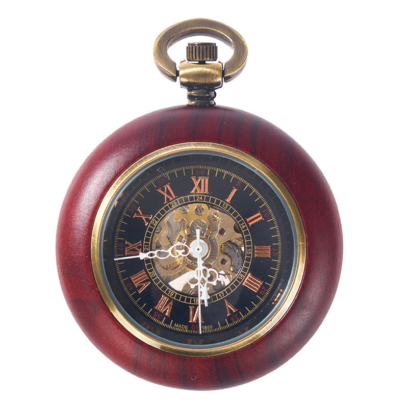 Small Mahogany Automatic Mechanical Pocket Watch