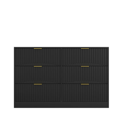 Dresser Modern 6-Drawer Black Particle Board 47.2x15.74x30.3 In