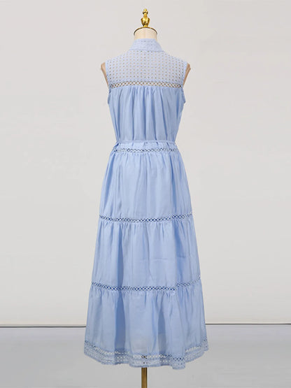 Hollow Out Sleeveless Midi Dress