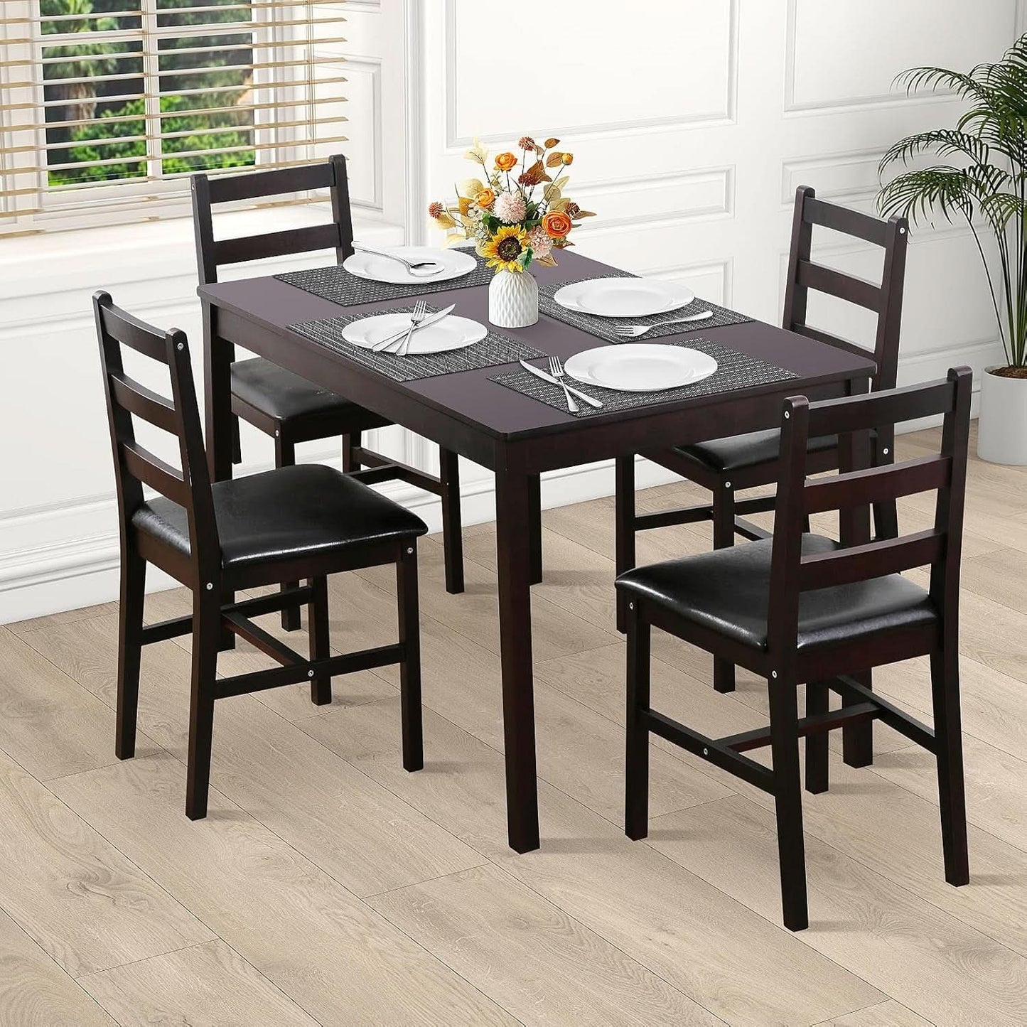 Brown Premium Five Piece Dining Table Set Apartment
