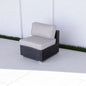Outdoor Armless Chair Set HDPE Wicker Gray Set of 2