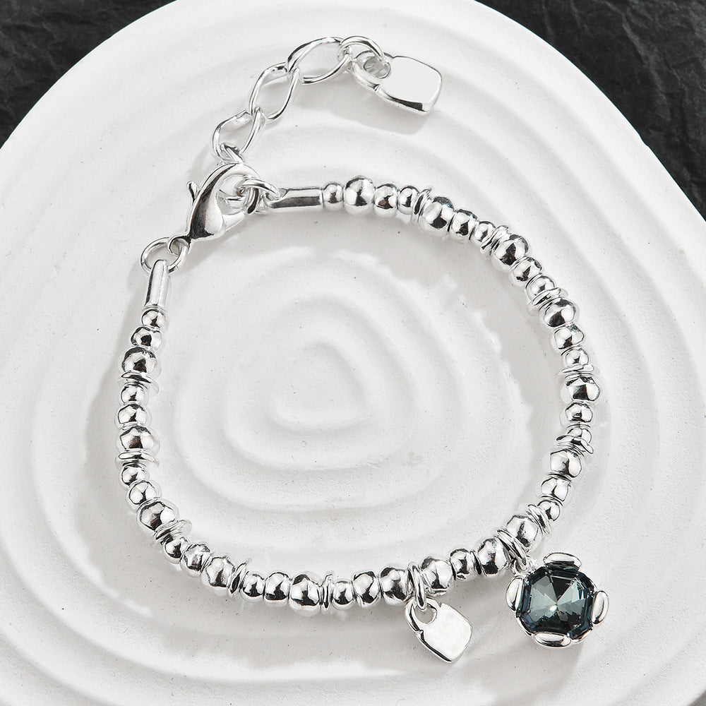 3Pcs Stackable Twisted Silver Bead Bracelet Set For Women, Zircon Horseshoe Charm Open Cuff Bangles, Minimal Cold Style Daily Fashion Jewelry