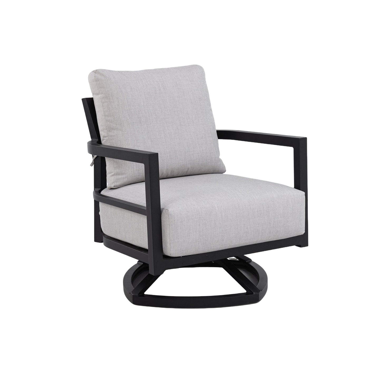 Outdoor Swivel Lounge Chair Aluminum Ember Black 360 Degree Modern