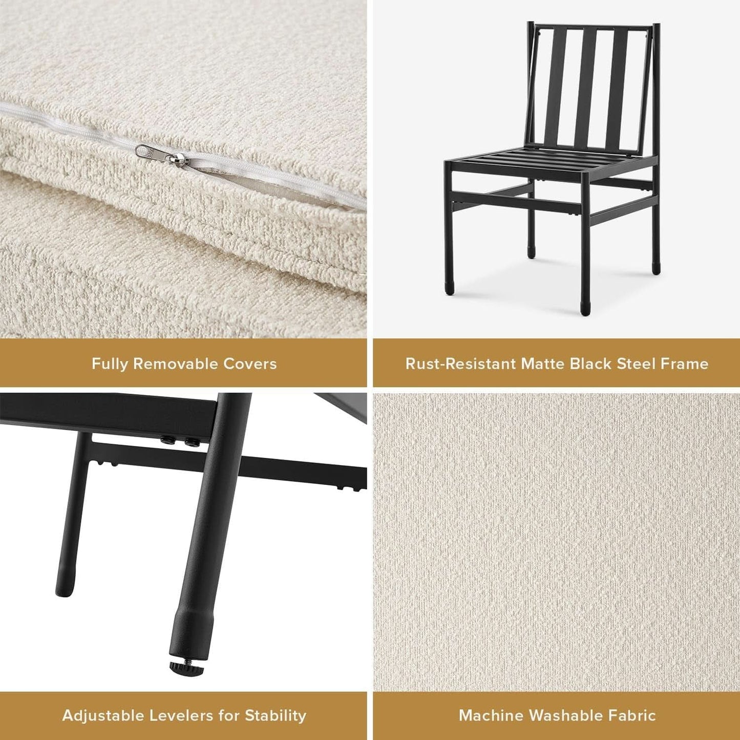 Black Dining Chairs With Removable Cushion Covers Set Of 2