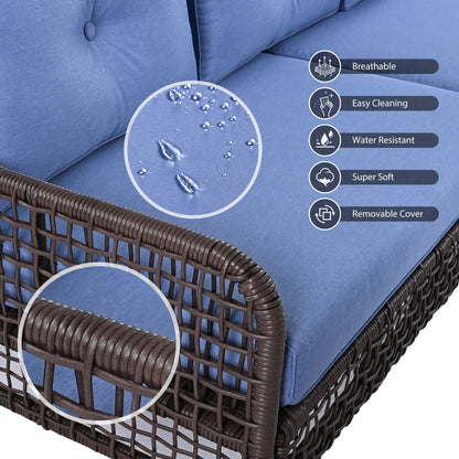 Outdoor Patio Set PE Rattan 4 Piece Swivel Chair Seats 5