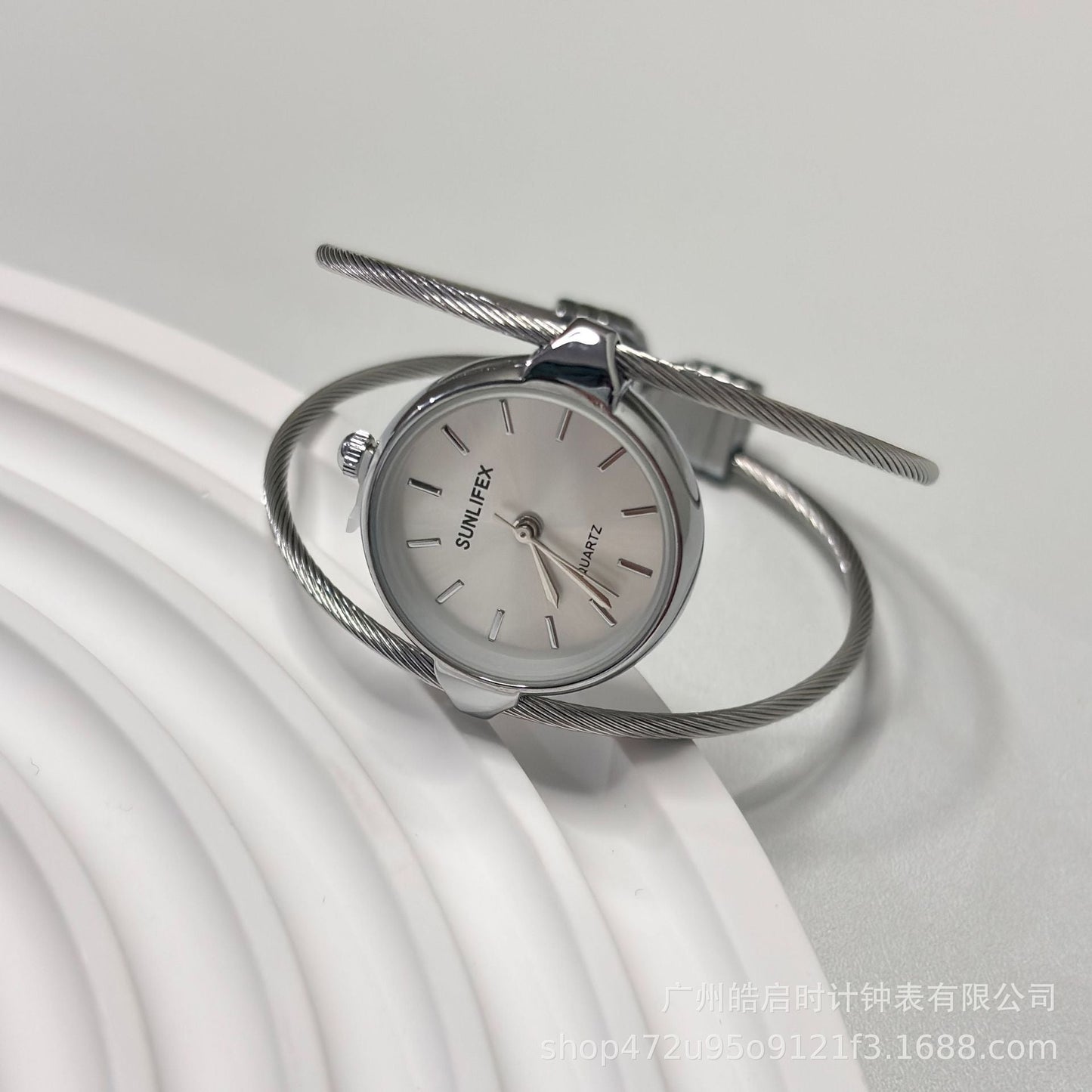 Womens Minimalist Open Bangle Watch