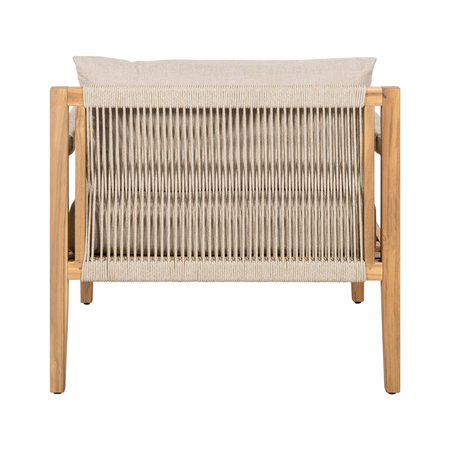 Outdoor Chair Set Acacia Wood Rope Beige Cushion Table