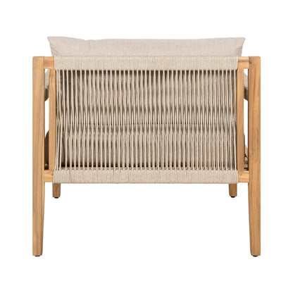 Outdoor Chair Set Acacia Wood Rope Beige Cushion Table