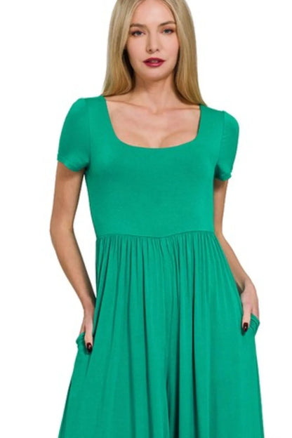 Zenana Double Layered Short Sleeve Jumpsuits
