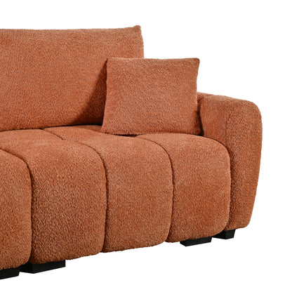 Sectional Sofa L-Shape Boucle Orange 4 Seat Ottoman 110 In