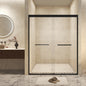 Modern Matte Black Aluminum Frame Double Sliding Shower Door, 56-60in x 72in